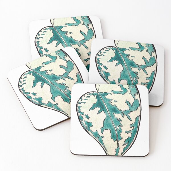 Item preview, Scindapsus pictus exotica watercolor leaf designed and sold by LemonJulesArt.