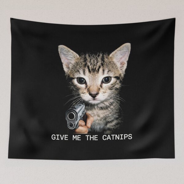 Item preview, Give Me The Catnips Shirt Funny Cat with Gun T-Shirt Sarcastic Cat Lover Gift Sassy Kitten Meme Tee Gun Lover Gift Top [Black Shirt Only] designed and sold by Off-Road-Zone.