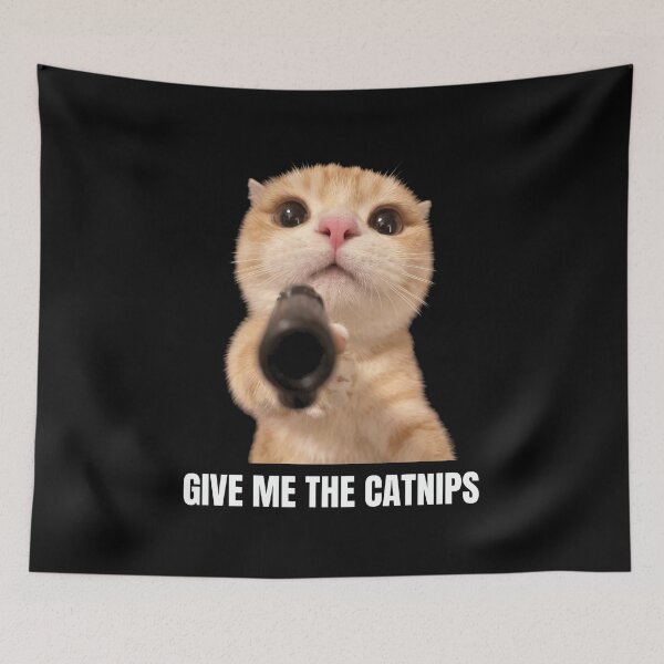 Item preview, Give Me The Catnips Shirt Funny Orange Cat with Gun T-Shirt Sarcastic Cat Lover Gift Sassy Kitten Meme Tee Gun Lover Gift Top [Black Shirt Only] designed and sold by Off-Road-Zone.