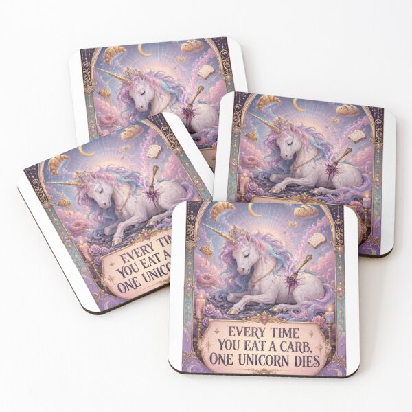 Item preview, Every time you eat a carb, one unicorn dies tarot card designed and sold by amyness.