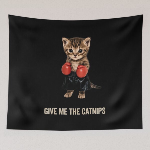 Item preview, Give Me The Catnips Shirt Boxing Cat T-Shirt Funny Tabby Kitten Tee Sarcastic Cat Lover Gift Sassy Boxer Cat Top Funny Pet Meme [Black Shirt Only] designed and sold by Off-Road-Zone.