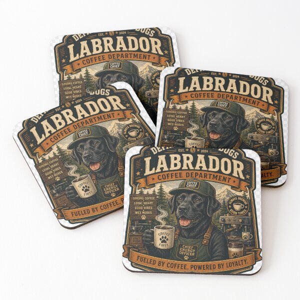 Item preview, Labrador Coffee Department Vintage Dog Lover Retro Cafe Badge T-Shirt designed and sold by TeeVibeHaus.