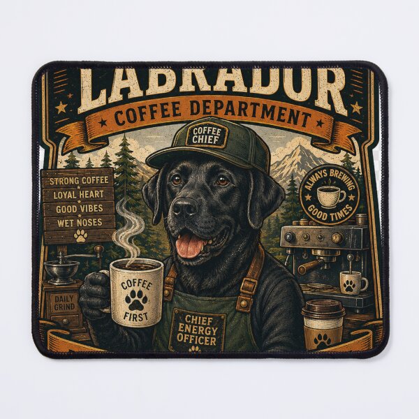 Item preview, Labrador Coffee Department Vintage Dog Lover Retro Cafe Badge T-Shirt designed and sold by TeeVibeHaus.