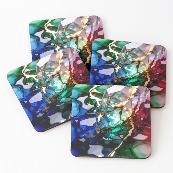 Item preview, Prismatic Crystal Fusion – Luxury Abstract Resin & Gold Art designed and sold by AnimalAirtistry.