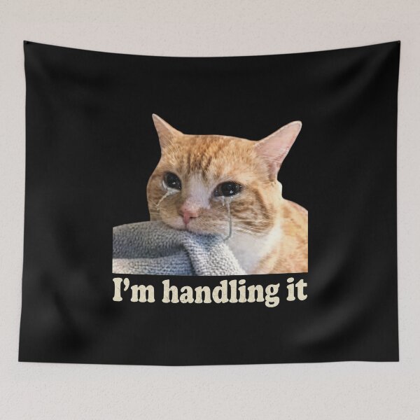 Item preview, Im Handling It Shirt Crying Cat T-Shirt Funny Orange Cat Tee Sarcastic Cat Lover Gift Sad Cat Meme Top Relatable Humor Shirt [Black Shirt Only] designed and sold by Off-Road-Zone.
