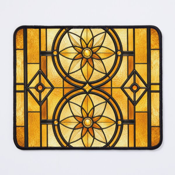 Item preview, Art Deco stained glass window with geometric rosettes designed and sold by LaJacke.