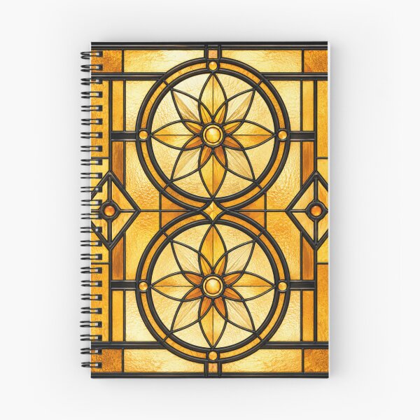Item preview, Art Deco stained glass window with geometric rosettes designed and sold by LaJacke.