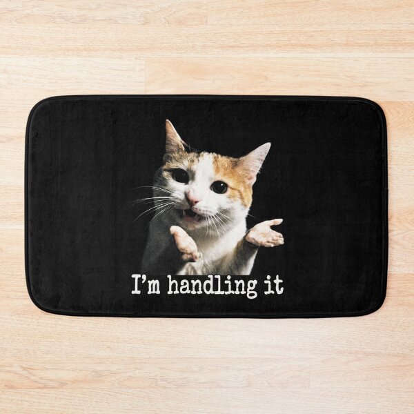 Item preview, Im Handling It Shirt Funny Cat T-Shirt Sarcastic Cat Lover Gift Shrugging Cat Meme Tee Calico Cat Top Relatable Stress Humor Shirt [Black Shirt Only] designed and sold by Off-Road-Zone.