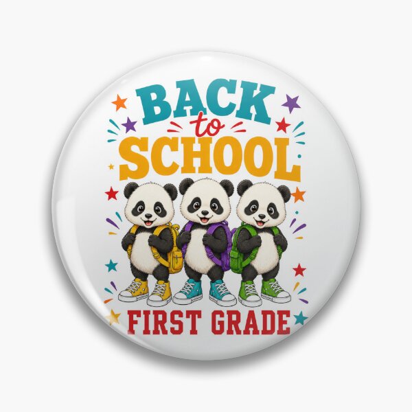 Item preview, Cute Pandas Back To School First Grade Retro designed and sold by ElcastDesigns.