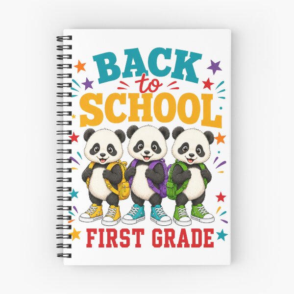 Item preview, Cute Pandas Back To School First Grade Retro designed and sold by ElcastDesigns.