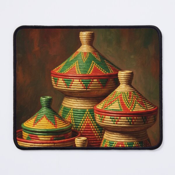 Item preview, Traditional Ethiopian Mesob Woven Basket Oil Painting designed and sold by Pride Emblem Prints.