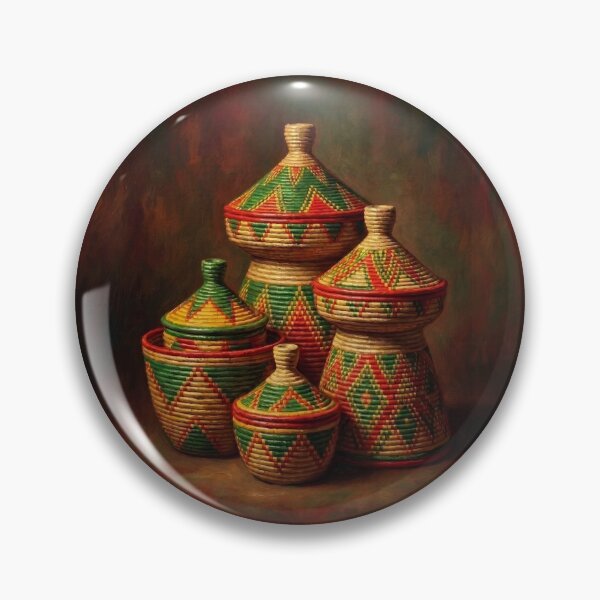 Item preview, Traditional Ethiopian Mesob Woven Basket Oil Painting designed and sold by Pride Emblem Prints.