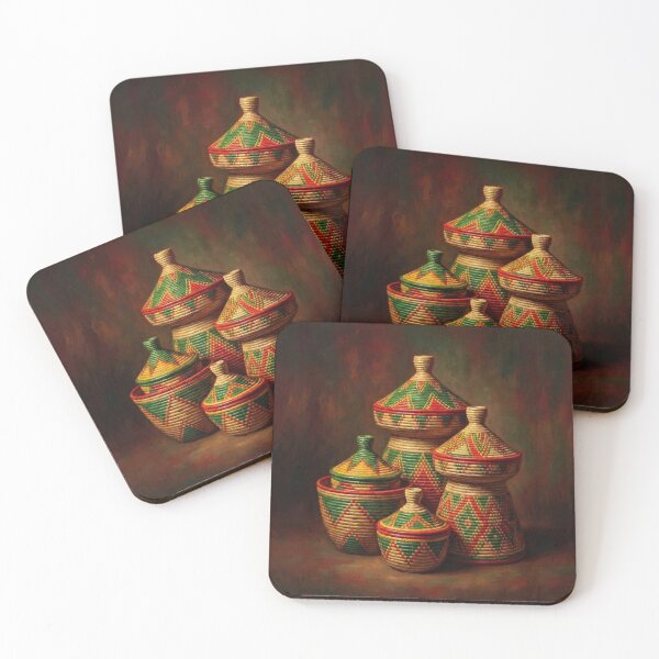 Item preview, Traditional Ethiopian Mesob Woven Basket Oil Painting designed and sold by Pride Emblem Prints.