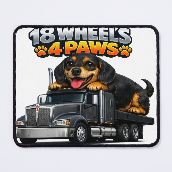 Item preview, Cute Puppy Dachshund Truck Driver Semi Truck Illustration designed and sold by LavIsInTheAir.