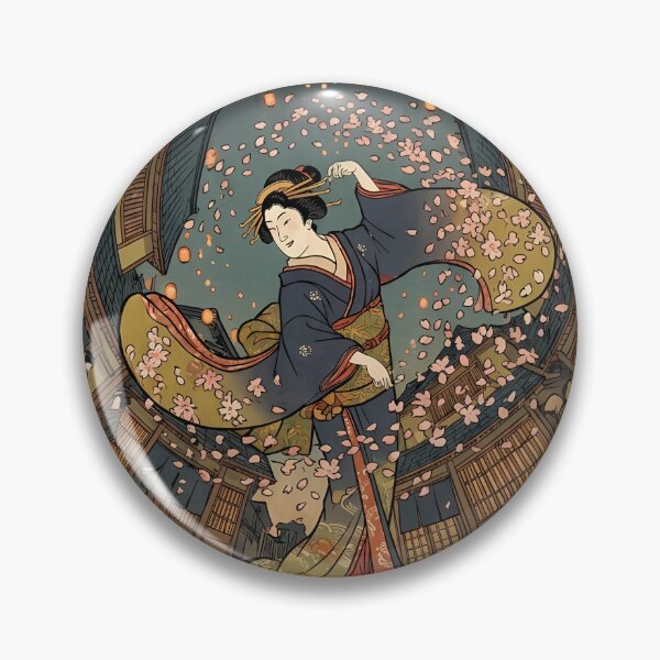 Item preview, Japanese Woman Dancing in Circular Fisheye Ukiyo-e designed and sold by TokyoUkiyoHouse.