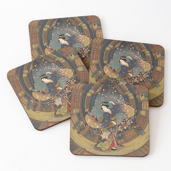 Item preview, Japanese Woman Dancing in Circular Fisheye Ukiyo-e designed and sold by TokyoUkiyoHouse.