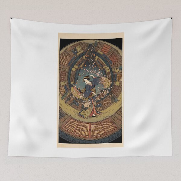 Item preview, Japanese Woman Dancing in Circular Fisheye Ukiyo-e designed and sold by TokyoUkiyoHouse.