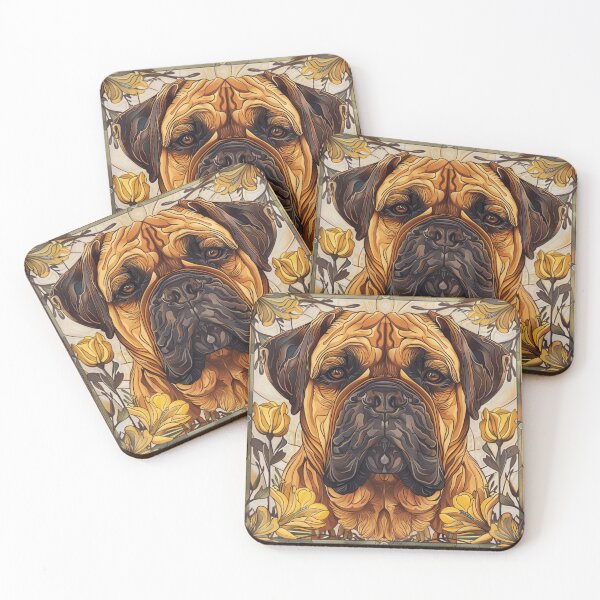 Item preview, Art nouveau Bullmastiff puppy dog designed and sold by MendaciousMina.