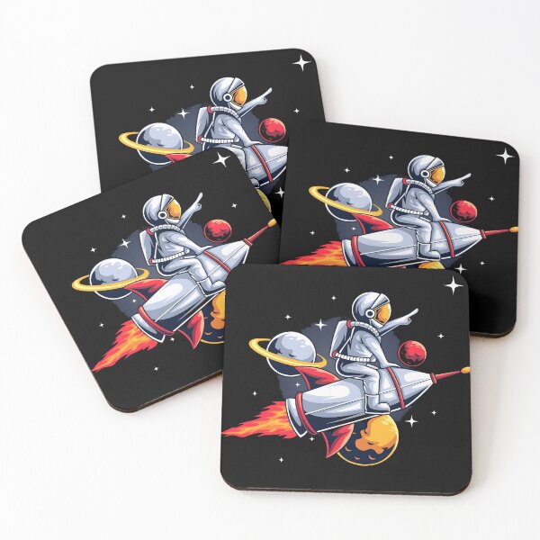 Item preview, Astronaut Riding Rocket Ship - Outer Space Adventure designed and sold by Pseudonym634.