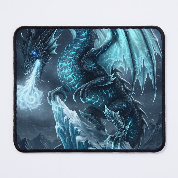 Item preview, Glacial Ice Dragon Fantasy Art | Frozen Dragon Under the Full Moon | Epic Winter Creature Illustration designed and sold by DragonSerpent Ink.