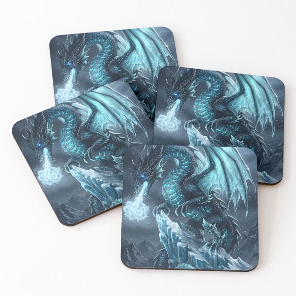 Item preview, Glacial Ice Dragon Fantasy Art | Frozen Dragon Under the Full Moon | Epic Winter Creature Illustration designed and sold by DragonSerpent Ink.