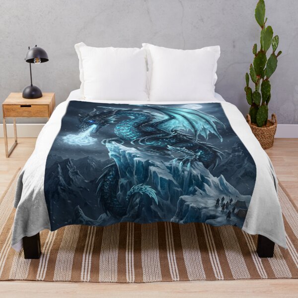 Item preview, Glacial Ice Dragon Fantasy Art | Frozen Dragon Under the Full Moon | Epic Winter Creature Illustration designed and sold by DragonSerpent Ink.