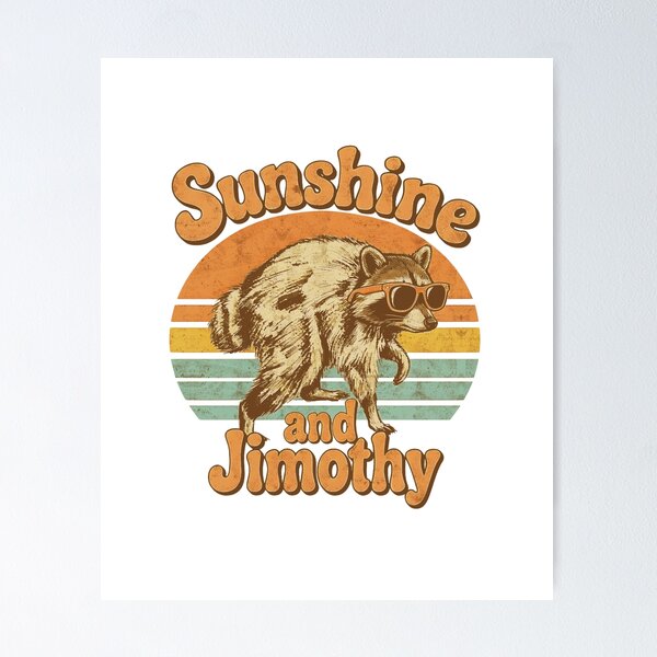 Item preview, Sunshine and Jimothy Cool Raccoon Vintage Sunset designed and sold by Pepeud.