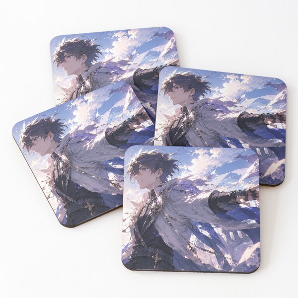 Item preview, Anime Boy in White Cloak with Crystal Sky and Sunset Light designed and sold by Japan-kanji-ya.