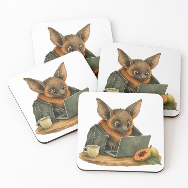 Item preview, Fruit bat working on a laptop designed and sold by Orca-Design.