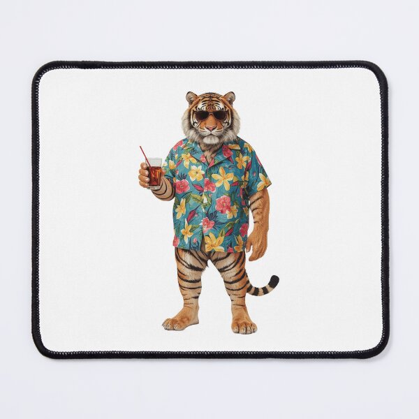 Item preview, Cool Tiger Wearing Hawaiian Shirt and Sunglasses with Tropical Drink designed and sold by VeloraCrafts.