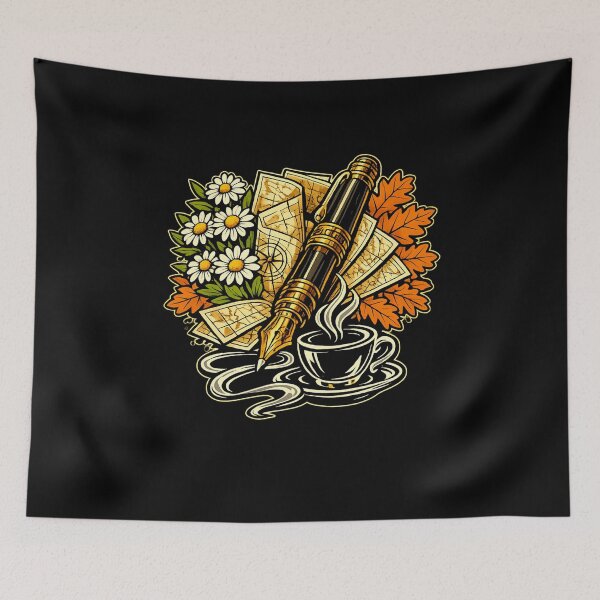 Item preview, Vintage Fountain Pen & Coffee - Dark Academia Art designed and sold by ArtoryWorks.