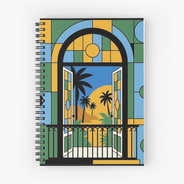 Item preview, Bauhaus Tropical Balcony Stained Glass - Modernist Abstract Art Print designed and sold by LaJacke.