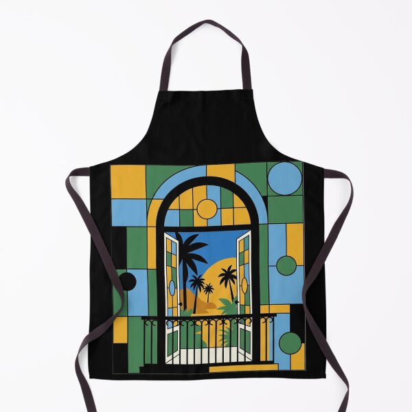 Item preview, Bauhaus Tropical Balcony Stained Glass - Modernist Abstract Art Print designed and sold by LaJacke.