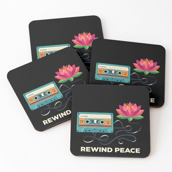 Item preview, Rewind Peace Vintage Cassette Tape - Lotus Flower Retro Music designed and sold by Zazz Lee.