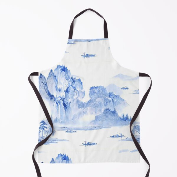 Item preview, Chinoiserie Pattern Fisherman in the Valley Ming Blue designed and sold by PixDezines.