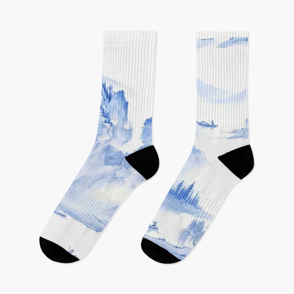 Item preview, Chinoiserie Pattern Fisherman in the Valley Ming Blue designed and sold by PixDezines.