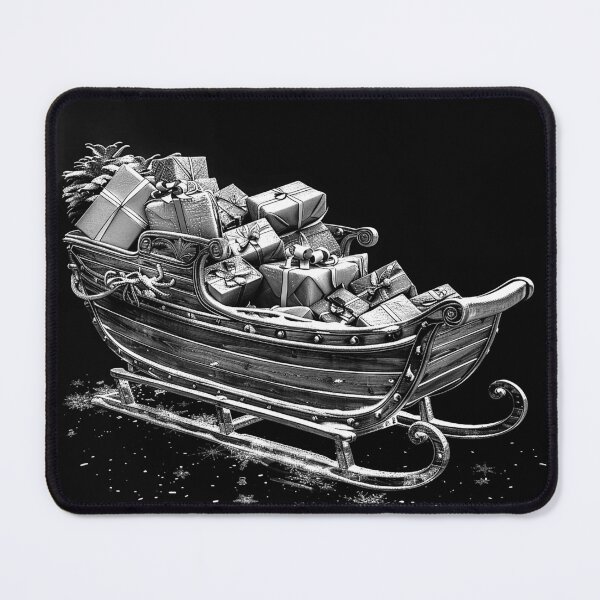Item preview, Santa’s Sleigh Full of Christmas Presents Black and White Holiday Art designed and sold by inkoutninja.