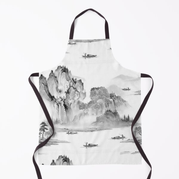 Item preview, Chinoiserie Pattern Fisherman in the Valley Black Ink designed and sold by PixDezines.
