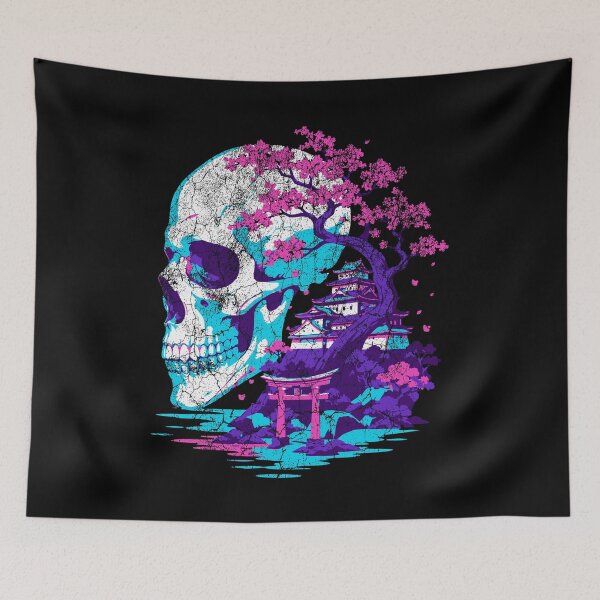 Item preview, Japanese Vaporwave Skull - Sakura Torii Gate Streetwear designed and sold by ShirtRemarks.