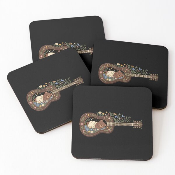 Item preview, Sleeping Bear Guitar Folk Music - Cottagecore Floral Acoustic designed and sold by Zazz Lee.