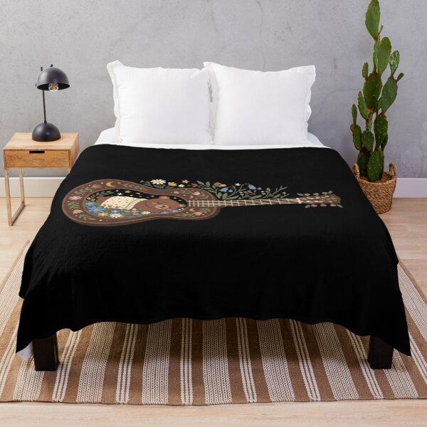 Item preview, Sleeping Bear Guitar Folk Music - Cottagecore Floral Acoustic designed and sold by Zazz Lee.