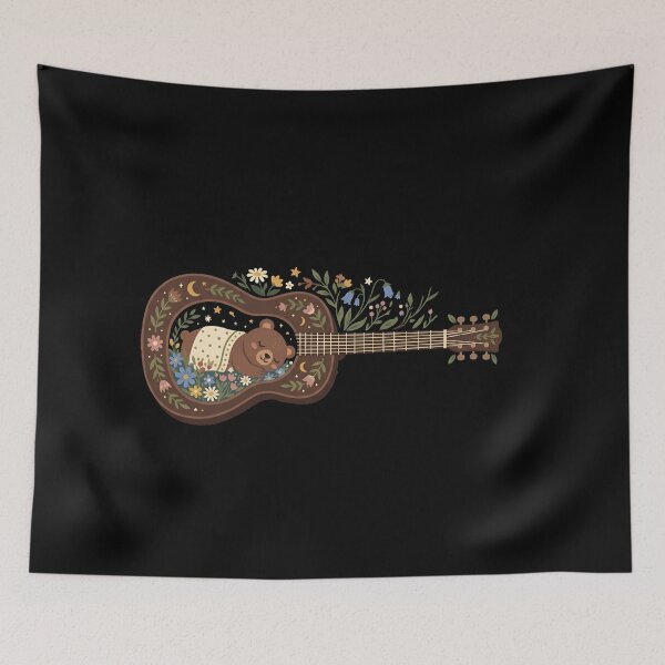 Item preview, Sleeping Bear Guitar Folk Music - Cottagecore Floral Acoustic designed and sold by Zazz Lee.