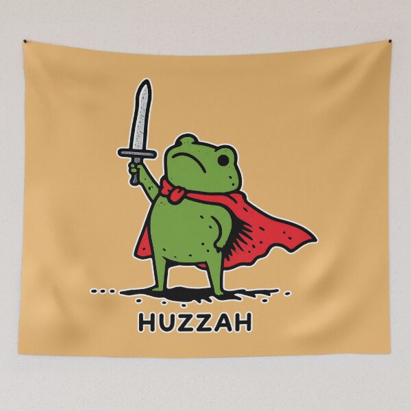 Item preview, Huzzah Frog With Sword designed and sold by NoThoughtsCat.