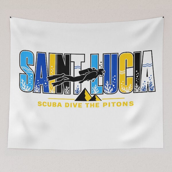 Item preview, St. Lucia Scuba Diving Retro West Indies Travel Typography designed and sold by scicilysimonee.
