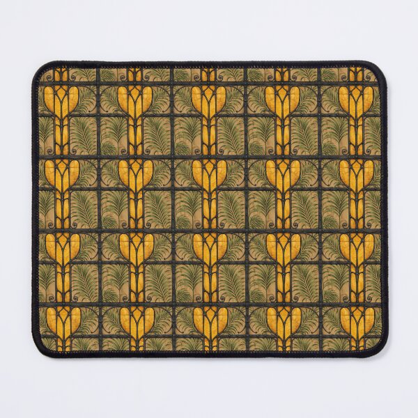 Item preview, Art Nouveau pattern of iron, amber stained glass and palm trees designed and sold by LaJacke.
