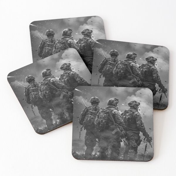 Item preview, Tactical Soldiers in Combat Black and White Military Team Art designed and sold by inkoutninja.