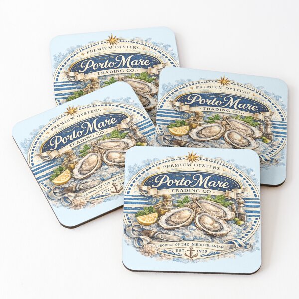 Item preview, Porto Mare Premium Oysters Vintage Mediterranean Illustration designed and sold by NinaVibeStudio.