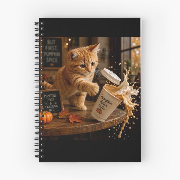 Item preview, Adorable Autumn Kitten Knocking Over Pumpkin Spice designed and sold by Giddy Bear Gifts.