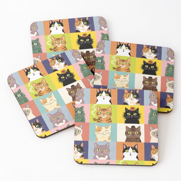 Item preview, Quirky Cat Portraits Colorful Grid Sticker designed and sold by Timegraf.
