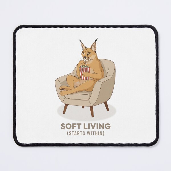 Item preview, Caracal Eating Popcorn Comfort Bites Retro Aesthetic designed and sold by COZY VINTAGE animal.